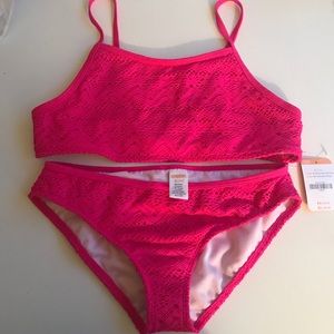 💖Hot pink two piece girls bathing suit